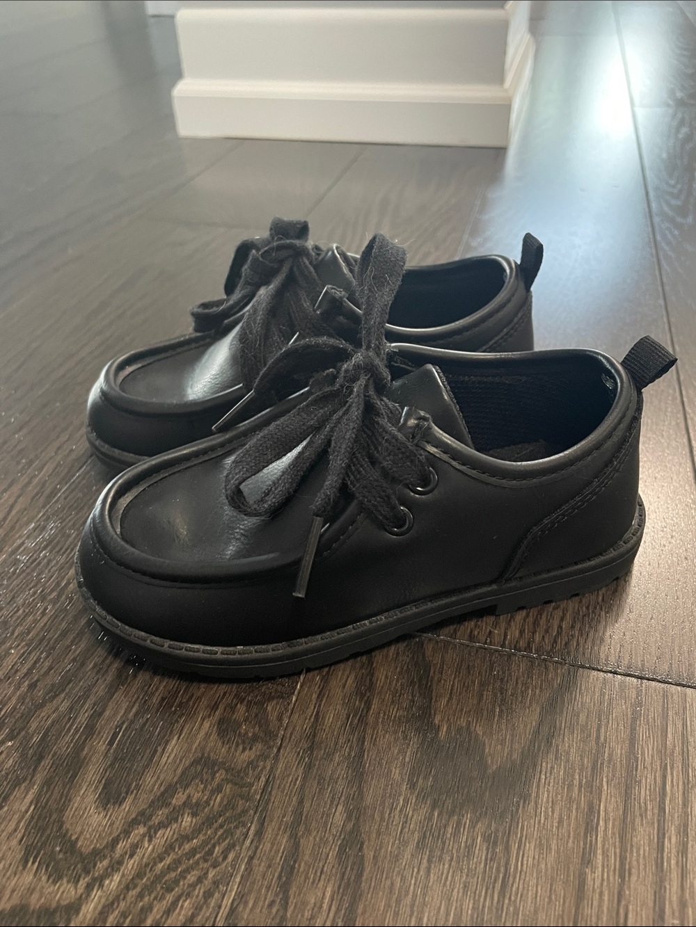 9T Kids Black Lace-Up Loafer dress Shoes